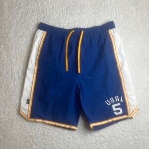 Vintage polo sport blue and yellow mens embroidered shorts summer 90s‎
